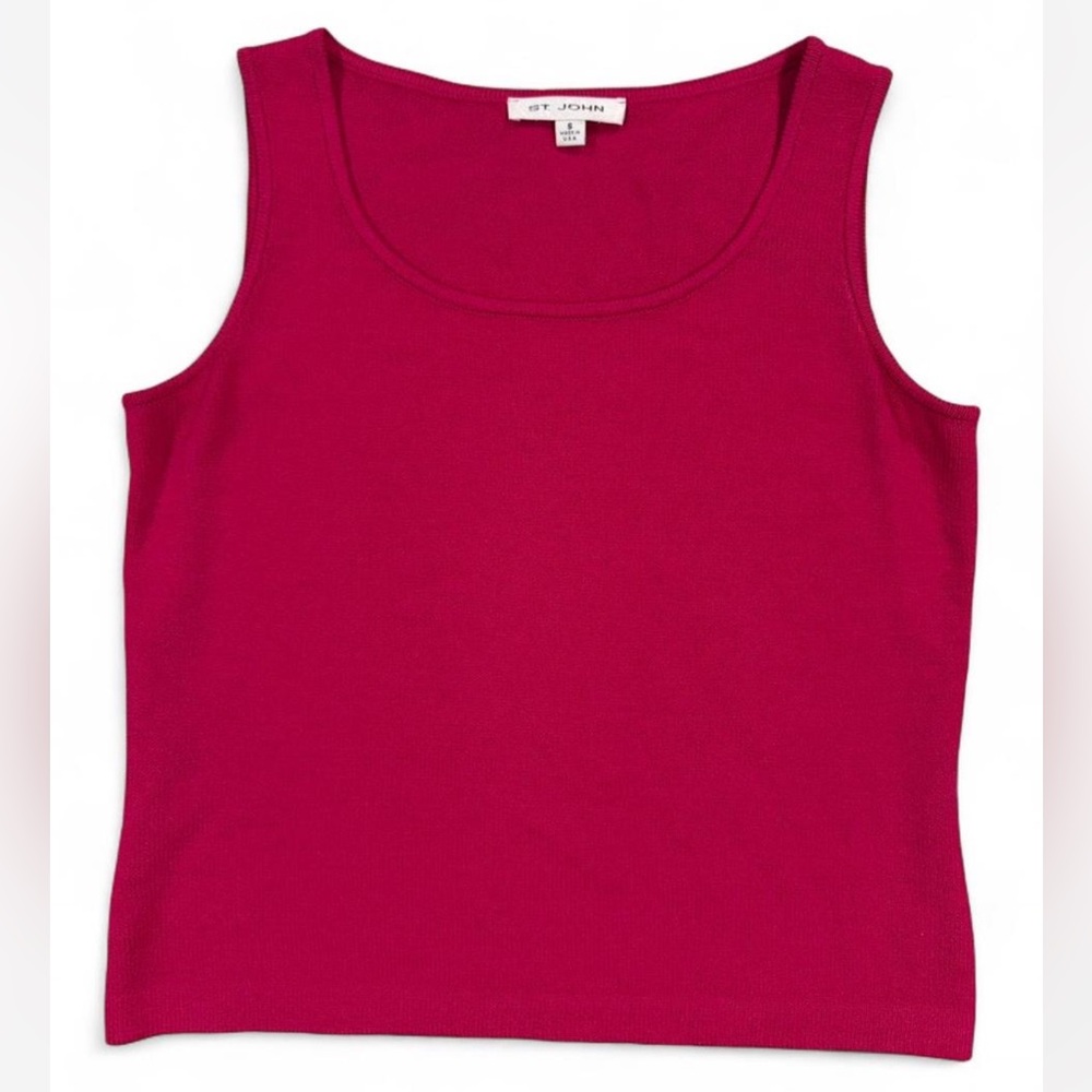 St. John Fuschia Pink Santana Knit Scoop Neck Tank Top S